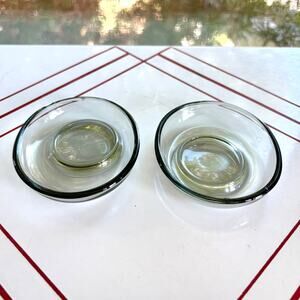 MCM Holmegaard Smokey Glass Egg Tea Light Holders Set of 2 Danish Modern Glass